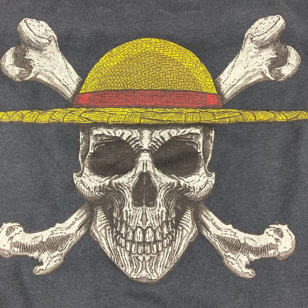 Nine Line Apparel Mens L Straw Hat Skull Pirate Hoodie Gray Fleece Pullover